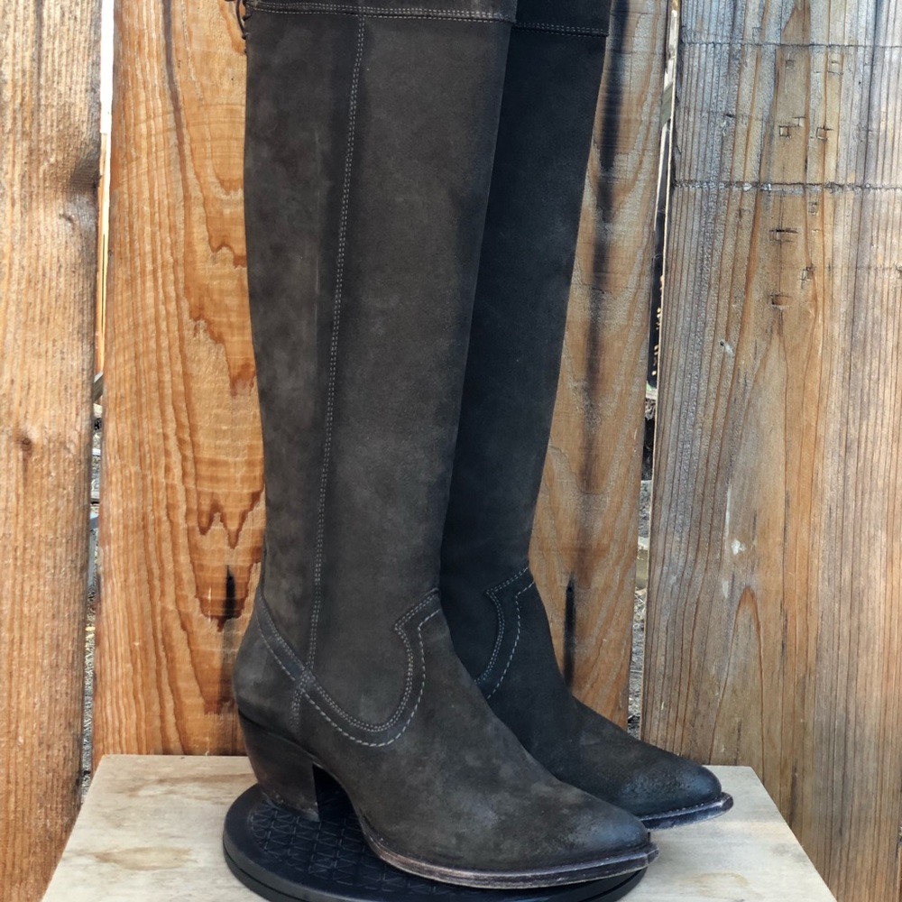 Frye Thigh High Suede Sacha OTK Equestrian Style Women's Boots Size 10 Side Zip - Picture 5 of 11